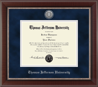 Thomas Jefferson University diploma frame - Silver Engraved Medallion Diploma Frame in Chateau
