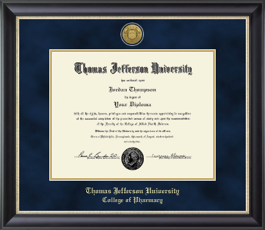 Thomas Jefferson University diploma frame - Gold Engraved Medallion Diploma Frame in Noir