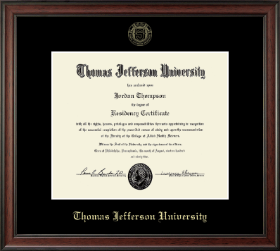 Thomas Jefferson University certificate frame - Gold Embossed Certificate Frame in Studio