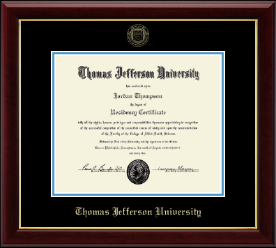 Thomas Jefferson University certificate frame - Gold Embossed Certificate Frame in Gallery