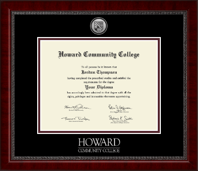 Howard CC diploma frame - Silver Engraved Medallion Diploma Frame in Sutton
