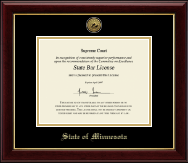 State of Minnesota certificate frame - Gold Engraved Medallion Certificate Frame in Gallery