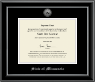 State of Minnesota certificate frame - Silver Engraved Medallion Certificate Frame in Onyx Silver
