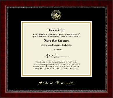 State of Minnesota certificate frame - Gold Embossed Certificate Frame in Sutton