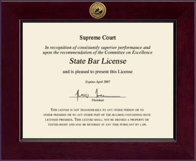 State of Minnesota certificate frame - Century Gold Engraved Certificate Frame in Cordova