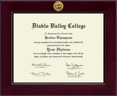 Diablo Valley College diploma frame - Century Gold Engraved Diploma Frame in Cordova