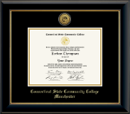 Connecticut State Community College Manchester diploma frame - Gold Engraved Medallion Diploma Frame in Onyx Gold