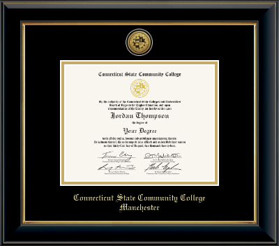 Connecticut State Community College Manchester diploma frame - Gold Engraved Medallion Diploma Frame in Onyx Gold