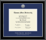 Thomas More diploma frame - Silver Engraved Medallion Diploma Frame in Onyx Silver