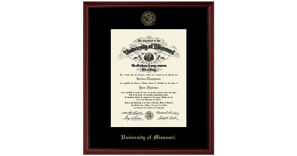 Gold Embossed Diploma Frame in Camby University of Missouri Columbia ...