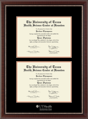University of Texas Health Science Center at Houston diploma frame - Double Diploma Frame in Chateau