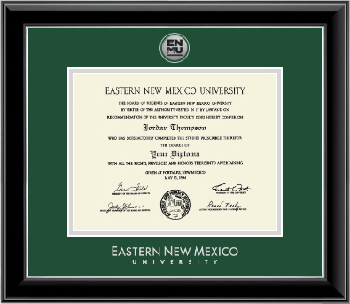 Eastern New Mexico University diploma frame - Silver Engraved Medallion Diploma Frame in Onyx Silver