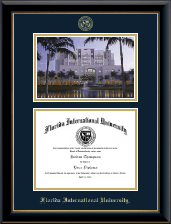 Florida International University diploma frame - Campus Scene Diploma Frame in Onyx Gold