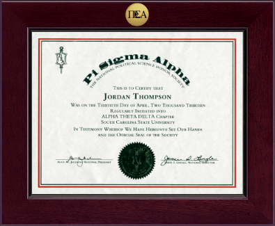 Pi Sigma Alpha Honor Society certificate frame - Century Gold Engraved Certificate Frame in Cordova