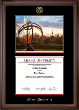 Miami University diploma frame - Campus Scene Diploma Frame in Regency Gold