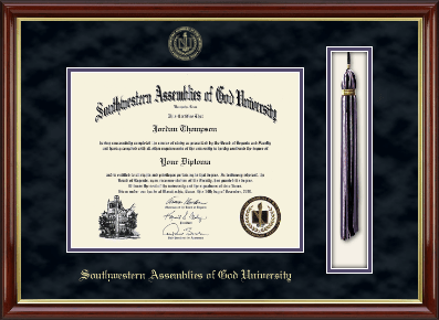 Southwestern Assemblies of God University diploma frame - Tassel & Cord Diploma Frame in Southport Gold