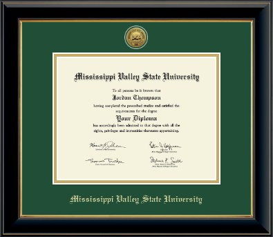 Mississippi Valley State University diploma frame - Gold Engraved Medallion Diploma Frame in Onyx Gold