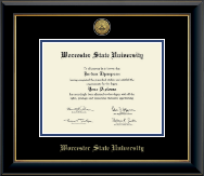 Worcester State University diploma frame - Gold Engraved Medallion Diploma Frame in Onyx Gold