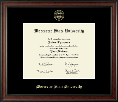 Worcester State University diploma frame - Gold Embossed Diploma Frame in Studio