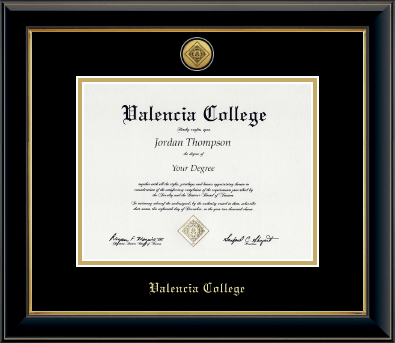 Valencia College diploma frame - Gold Engraved Medallion Diploma Frame in Onyx Gold