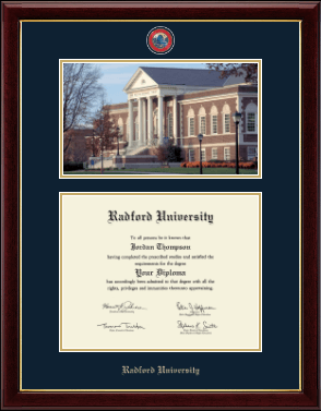 Radford University diploma frame - Campus Scene Masterpiece Medallion Diploma Frame in Gallery