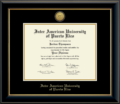 Inter American University of Puerto Rico diploma frame - Gold Engraved Medallion Diploma Frame in Onyx Gold