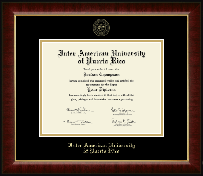 Inter American University of Puerto Rico diploma frame - Gold Embossed Diploma Frame in Murano