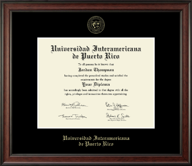 Universidad Interamericana de Puerto Rico diploma frame - Gold Embossed Diploma Frame in Studio