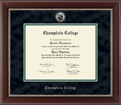 Champlain College diploma frame - Silver Engraved Medallion Diploma Frame in Chateau
