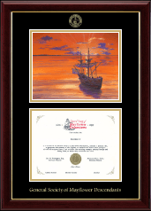 The Mayflower Society certificate frame - Mayflower Ship at Dawn Certificate Frame in Gallery