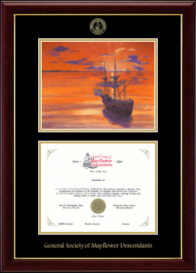 The Mayflower Society certificate frame - Mayflower Ship at Dawn Certificate Frame in Gallery