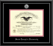 Saint Joseph's University in Pennsylvania diploma frame - Silver Engraved Medallion Diploma Frame in Onyx Silver