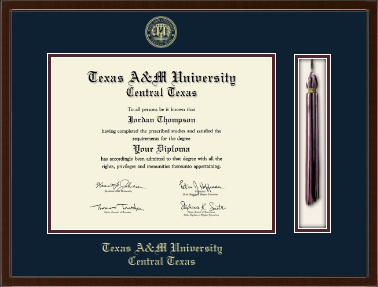 Texas A&M University Central Texas diploma frame - Tassel & Cord Diploma Frame in Delta