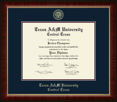 Texas A&M University Central Texas diploma frame - Gold Embossed Diploma Frame in Murano