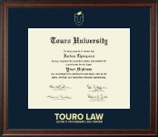 Touro University diploma frame - Gold Embossed Flame Logo Diploma Frame in Studio