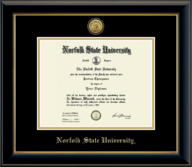 Norfolk State University diploma frame - Gold Engraved Medallion Diploma Frame in Onyx Gold