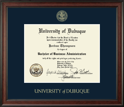 University of Dubuque diploma frame - Gold Embossed Diploma Frame in Studio