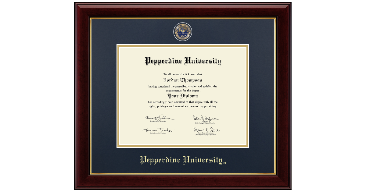 Campus Images Diplom-Bilderrahmen – Pepperdine University, Goldgeprägt, 21,6x27,9 Cm, Aus Holz, In USA Handgefertigt
