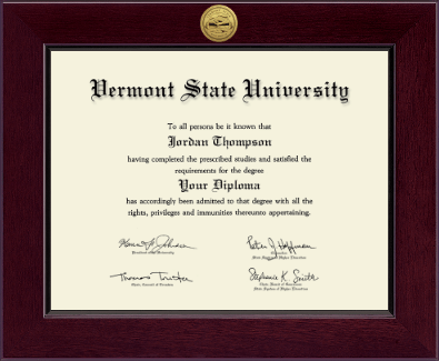 Vermont State University diploma frame - Century Gold Engraved Diploma Frame in Cordova