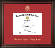 Westwood Regional High School diploma frame - Gold Embossed Diploma Frame in Studio