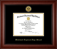 Westwood Regional High School diploma frame - Gold Engraved Medallion Diploma Frame in Cambridge