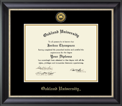 Oakland University diploma frame - Gold Engraved Medallion Diploma Frame in Noir
