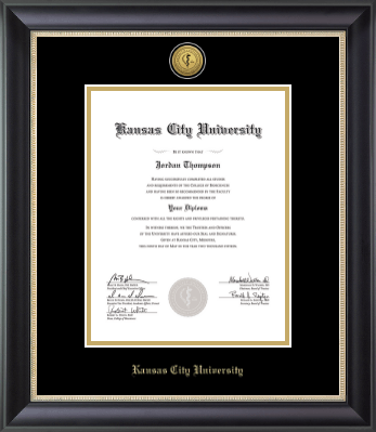 Kansas City University diploma frame - Gold Engraved Medallion Diploma Frame in Noir