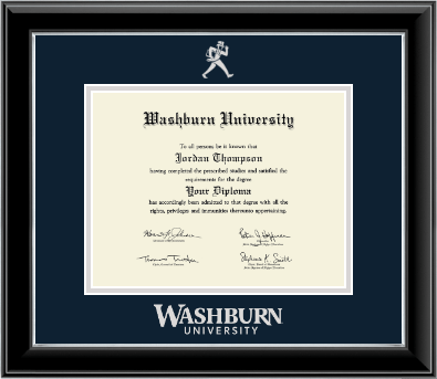 Washburn University diploma frame - Silver Embossed Diploma Frame in Onyx Silver