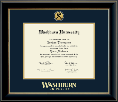Washburn University diploma frame - Gold Engraved Medallion Diploma Frame in Onyx Gold