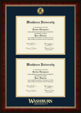Washburn University diploma frame - Gold Engraved Double Diploma Frame in Murano