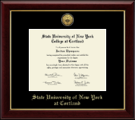 State University of New York Cortland diploma frame - Gold Engraved Medallion Diploma Frame in Gallery