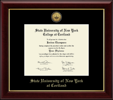 State University of New York Cortland diploma frame - Gold Engraved Medallion Diploma Frame in Gallery