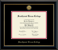 Southwest Texas College diploma frame - Gold Engraved Medallion Diploma Frame in Onyx Gold