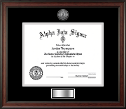 Alpha Iota Sigma certificate frame - Silver Engraved Medallion Certificate Frame in Studio